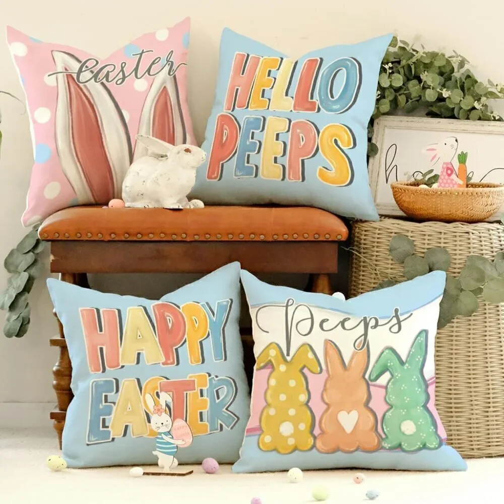 Happy Easter Pillow Covers 20x20 Inch Set of 4 / BRAND NEW